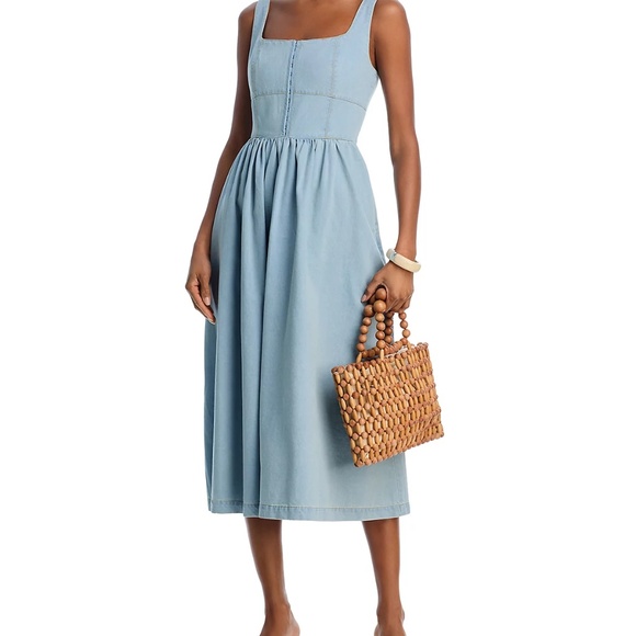AQUA Denim Tank Midi Dress (sz XS) 307 - Picture 1 of 10